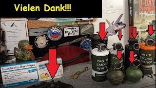 Zuschauergeschenke Unboxing  Schreckschussrevolver  Taginn Airsoft Granaten  Bonowi Schutzweste [upl. by Ezzo568]