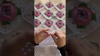 🌹Granny Square 3D Rose Easy Crochet Baby Blanket  The free tutorial link is in the description [upl. by Chak]