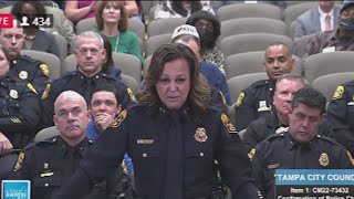 Tampa police chief resigns after footage shows her flashing badge in golf cart traffic stop [upl. by Reagen]