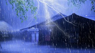 Say goodbye to insomnia with heavy Rain and intense thunder on the metal roof at night [upl. by Assilat]