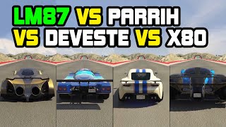 LM87 Vs Pariah Vs Deveste Vs X80 Proto  Speed Test  GTA 5 Online [upl. by Acessej73]