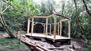 Off grid roundhouse build part 3 The frame [upl. by Yrocaj]