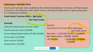 accounting ratios working capital turnover ratio fixed asset turn over ratio profitability ratio [upl. by Devona]