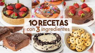 10 POSTRES con 3 Ingredientes SIN HORNO 🍫  Recetas Fáciles y Rápidas [upl. by Merell]