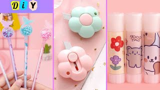 Easy Paper Craft Ideas  School Stationery Supplies  DIY Mini Paper Cutter Knife  Glue Stick [upl. by Ellivnarg636]