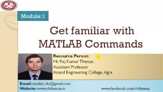 Lecture3 Get familiar with MATLAB commands HindiUrdu [upl. by Nohsreg]