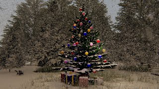 Weihnachtsmann mit Rentierschlitten Weihnachtsbaum Geschenken Wald Winterlandschaft als 3D Animation [upl. by Lelah]