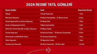 2024 YILI RESMİ TATİL VE DİNİ GÜNLER [upl. by Zared]