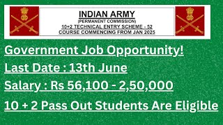 INDIAN ARMY JOB 2024  Government Job Opportunity for 12th Pass Students 🔥🔥 [upl. by Arabeila]