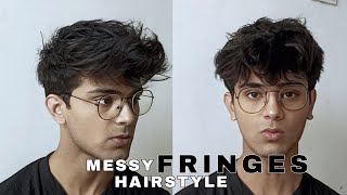 MESSY FRINGES HAIRSTYLE TUTORIAL without any product [upl. by Aihsila]