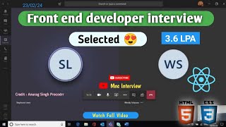 Fresher  Front end developer interview 2024  web developer interview  Reactjs developer interview [upl. by Shela]