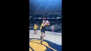 Caitlin Clark wins the first halfcourt shot contest of the season with teammates [upl. by Able]