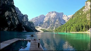 30 minute Treadmill exercise Mountain Lake Walk Prags Italy Dolomites Ultra HD [upl. by Ibrahim]