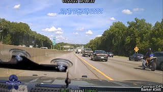 Sport Bike Takes Georgia Trooper On High Speed Chase Through Heavy Traffic [upl. by Caves]