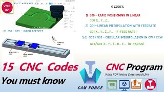 CNC CODES EXPLAINED  15 GampM CODES YOU MUST KNOW CNC Programming Tutorials  VMC 2 [upl. by Iline]