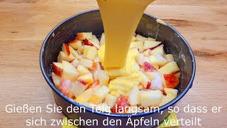 schnelles und einfaches Apfelkuchen Rezept 5 Minuten Arbeit und 25 Minuten Backen 139 [upl. by Peppard486]