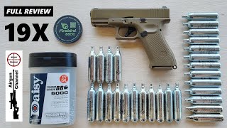 GLOCK 19X PERFECTION in177 BlowBack Co2 Review  Glock 19X BB Pistol Review [upl. by Kenti]