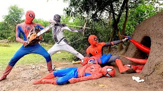 3 brave Spider Man destroy the ferocious 2horned Monster to save 3 little Spider Man [upl. by Catlaina]