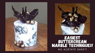 The EASIEST Buttercream Marbling Technique I Have FoundNo Acetate SheetsCake Decorating Tutorial [upl. by Lexis]