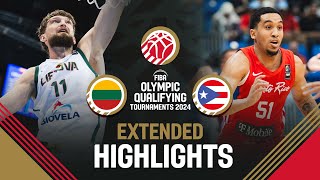 Final Lithuania 🇱🇹 vs Puerto Rico 🇵🇷  Extended Highlights  FIBA OQT 2024 Puerto Rico [upl. by Yespmed270]