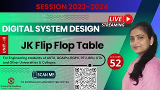 DSD52 Characteristic Table and Excitation Table for JK flip flop  Truth Table [upl. by Chaffin]