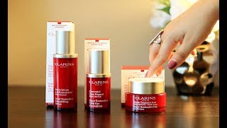 CLARINS SUPER RESTORATIVE LINE  Remodelling Serum Total Eye Concentrate Day amp Night Creams [upl. by Scurlock360]