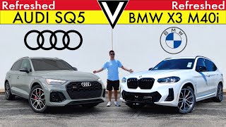 GERMAN BATTLE  2022 BMW X3 M40i vs Audi SQ5 Comparison [upl. by Pacorro979]