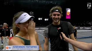 Paula Badosa with Stefanos Tsitsipas during an interview at an exhibition tournament 😍 [upl. by Ramoh972]