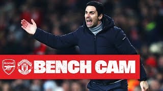 BENCH CAM  Arsenal 20 Manchester United  Artetas first win as head coach [upl. by Hairahs523]