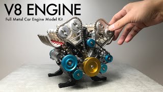 Building a V8 Engine Model Kit  Full Metal Car Engine Model Kit [upl. by Neelra]