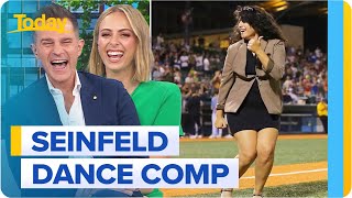 Seinfelds iconic Elaine dancing contest champion crowned  Today Show Australia [upl. by Ahnavas212]