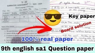 🔴100 real ap 9th class sa1 english question paper 202324 key paper9th English sa1 question paper [upl. by Aehtna]