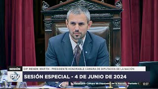 🇦🇷 SESIÓN COMPLETA 4 de junio 2024  Diputados Argentina  Jubilaciones y Pensiones [upl. by Nuhsed]