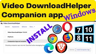 Install Video DownloadHelper Companion App in Windows  Companion App in Video DownloadHelper Window [upl. by Evonne]