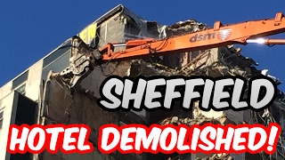 Demolition of a Sheffield hotel built in 1966  the Grosvenor Hotel Sheffield [upl. by Giralda]