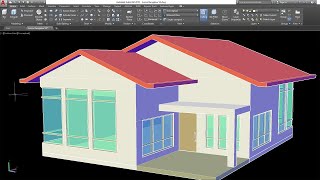 AutoCAD 3D House Modeling Tutorial Beginner Basic [upl. by Eikciv391]