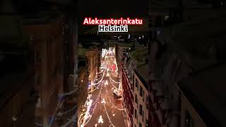 Winter Helsinki flight along the central street Aleksanterinkatu at 5 am dronevideo [upl. by Tadd]