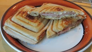 Swedish sausage Falukorv and cheese toast in a sandwich maker Melissa toaster [upl. by Eehtomit]