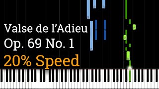 Chopin  Valse de lAdieu Op 69 No 1 Slow Piano Tutorial 20 Speed [upl. by Aggarwal617]