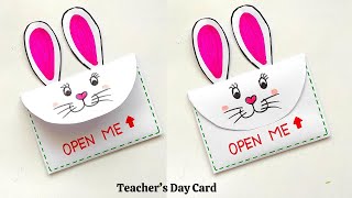 Teachers day card  Easy amp Beautiful greeting card  Teachers day card from white paper  DIY Card [upl. by Aneeram]