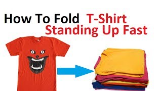 Super Fast TShirt Folding Standing Up 3 seconds folding [upl. by Opiuuk]