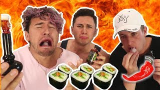 HOTTEST SUSHI ROLL CHALLENGE W Jc Caylen amp Corey Labarrie [upl. by Einahpats621]