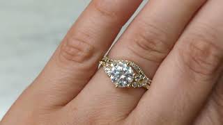 15ct Round Moissanite 14K Yellow Gold Wedding Ring Set  Snowdrift Moissanite Cluster Ring Set [upl. by Nohtiek503]