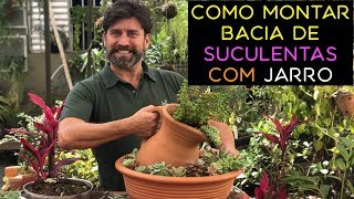 Como Montar Bacia de Suculentas com Jarro [upl. by Neret]