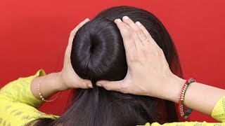 Wedding Juda Using Donut Bun  Easy Self Hairstyles For Ladies  Wedding Hairstyle hairstyles [upl. by Lordan]