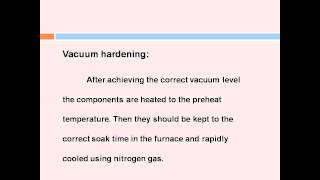 SUB ZERO TREATMENT AND VACUUM HARDENING [upl. by Macnair]