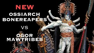 OSSIARCH BONEREAPERS vs Ogor Mawtribes  NEW BATTLETOME Age of Sigmar Battle Report [upl. by Bultman]