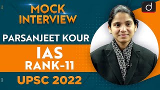 Parsanjeet Kour IAS Rank11  UPSC CSE 2022  English Medium  Drishti IAS English [upl. by Yhtur]