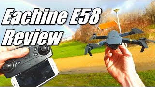 Eachine E58 Wifi FPV Drone DJI Mavic Clone Unboxing Review and Test Flight with Phone UFO App [upl. by Urbain]