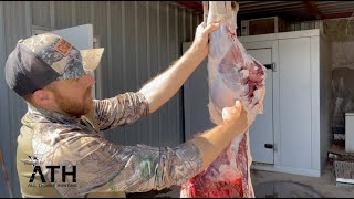 HOW TO DEBONE A HINDQUARTER FAST AND EASY WHILE SKINNING A DEER [upl. by Alberto636]